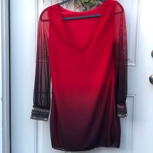 Red Ombré Evening short dress